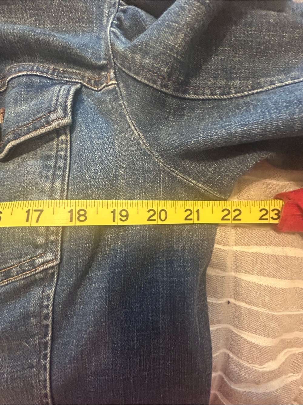 Chico's Blue Denim Jean Jacket with Puff Sleeves - Picture 10 of 12